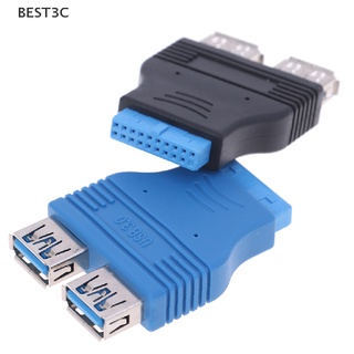 Best3c อะแดปเตอร์เชื่อมต่อเมนบอร์ด 2 พอร์ต USB 3.0 ตัวเมีย เป็น 20 pin ตัวเมีย