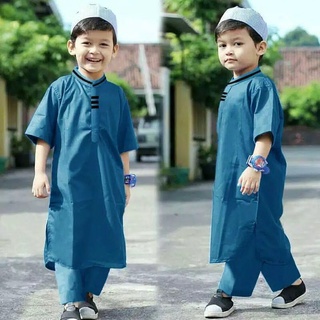 Kokos koko เสื้อคลุม เสื้อผ้ามุสลิม สําหรับเด็กผู้ชาย อายุ 1-8 ปี ชุดเสื้อผ้ามุสลิม สําหรับเด็ก