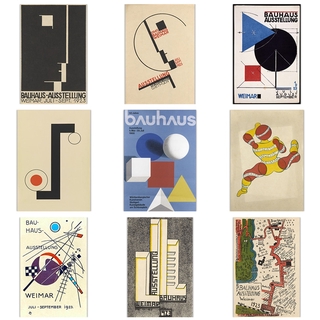 Wall Art Bauhaus Ausstellung 1923 โปสเตอร์ผ้าไหมสําหรับตกแต่งผนังบ้าน