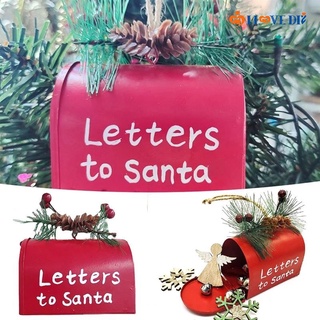 จี้กล่องจดหมาย โลหะ รูปซานตาคลอส สีแดง สําหรับแขวนตกแต่งบ้าน ต้นคริสต์มาส