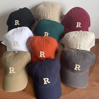 R หมวกเบสบอล แบบนิ่ม กันแดด พิมพ์ลายตัวอักษร สไตล์เกาหลี แฟชั่นฤดูร้อน สําหรับผู้ชาย และผู้หญิง
