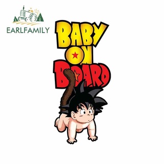 Earlfamily สติกเกอร์ ลายการ์ตูนอนิเมะ Baby on Board Goku กันน้ํา สําหรับติดตกแต่งกระจกหลังรถยนต์