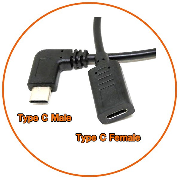 สายพ่วง-type-c-usb-3-1-90-degree-male-to-usb-c-female-extension-data-cable-extender-cord-type-c-m-f-ยาว-30cm