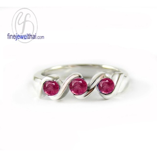 Finejewelthai-แหวนทับทิม-แหวนเงินแท้-แหวนพลอย-ทับทิมแท้-พลอยประจำเดือนเกิด-R1037rb