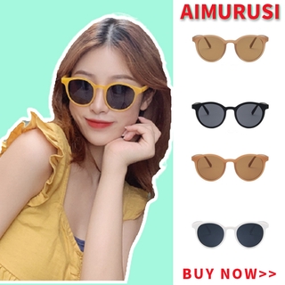 (Aimurusi) COD แว่นตากันแดดแฟชั่น กรอบทรงกลม สำหรับทุกเพศ