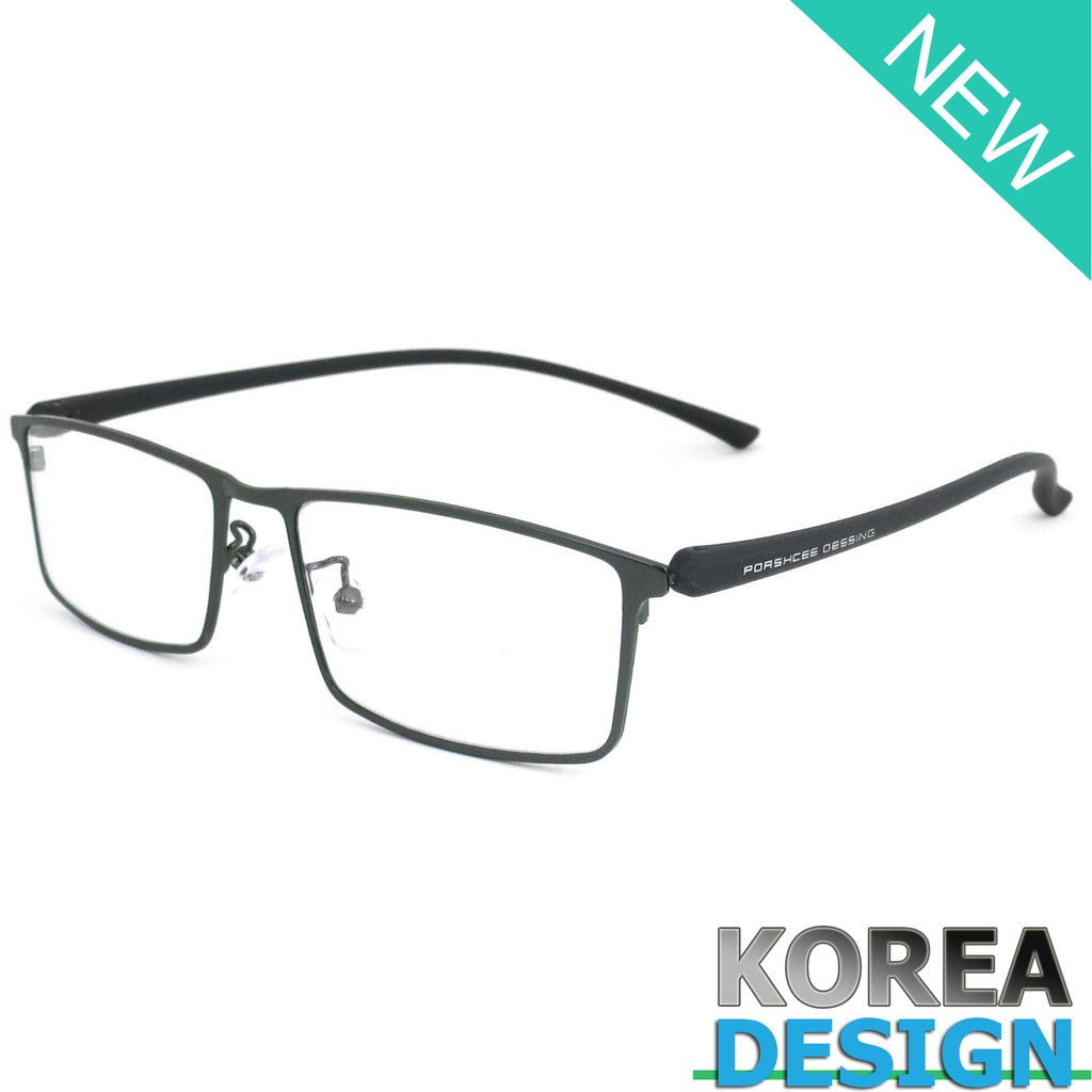 korea-design-แว่นตารุ่น-91055-สีเทา-กรอบเต็ม-ขาข้อต่อ-วัสดุ-สแตนเลส-สตีล-สำหรับตัดเลนส์-สวมใส่สบาย