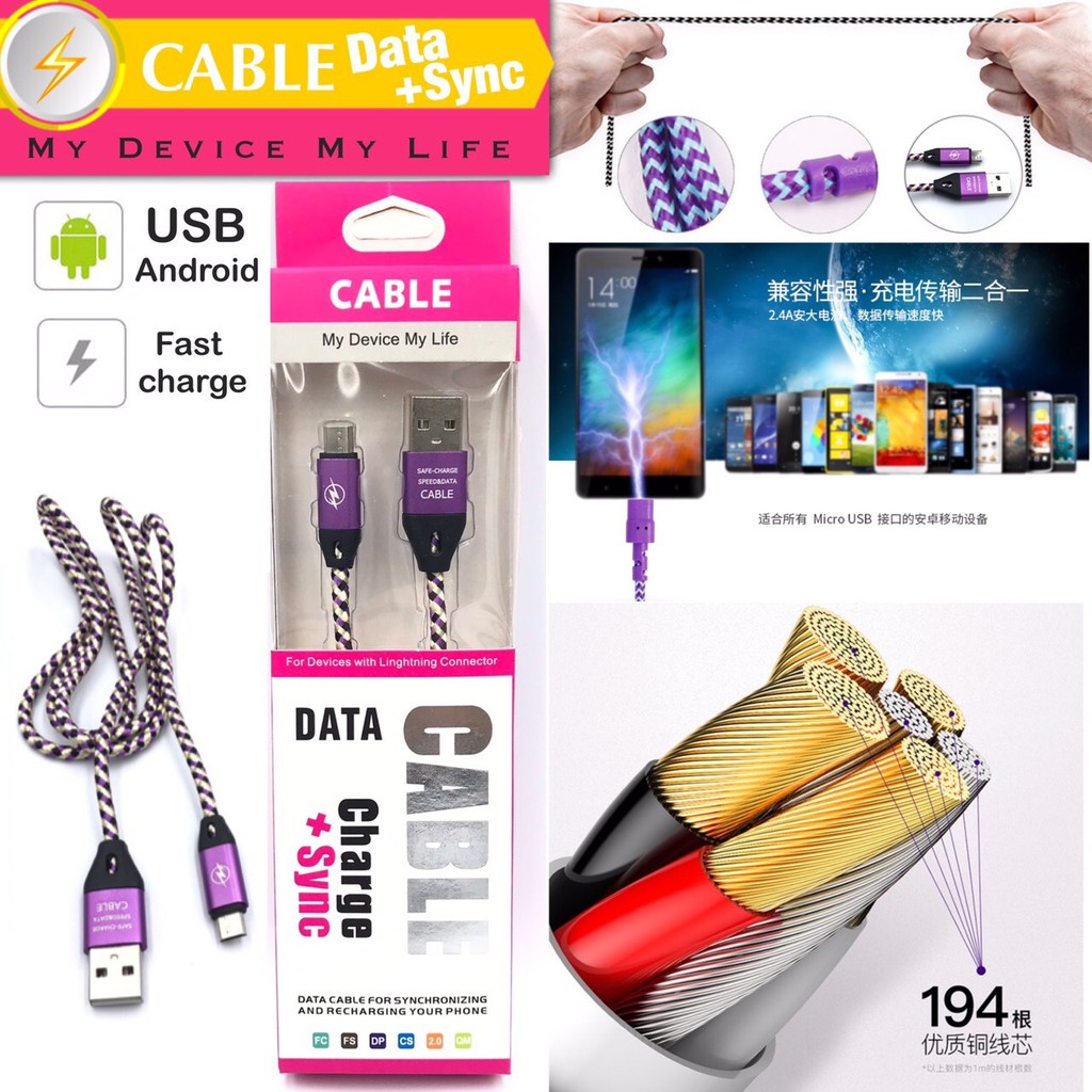 cable-data-sync-สายชาร์จโทรศัพท์-android-พร้อมตัวลองข้อสาย