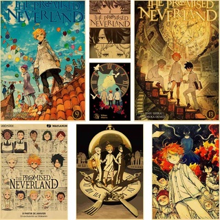 Hd พิมพ์ The Promised Neverland โปสเตอร์ ย้อนยุค กระดาษคราฟท์ อะนิเมะ โปสเตอร์ สติกเกอร์ติดผนัง ห้องนั่งเล่น ศิลปะ ภาพวาด บ้าน บาร์ คาเฟ่ ตกแต่ง