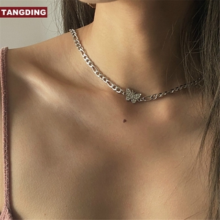 【COD Tangding】สร้อยคอโชกเกอร์รูปผีเสื้อประดับเพชรเครื่องประดับแฟชั่นสตรี