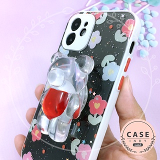 เคส VIVO Y15S/Y01เคสมือถือ TPU ขอบสีกันเลนส์กล้องกากเพชรกริตเตอร์ ฟรี Griptok หมี