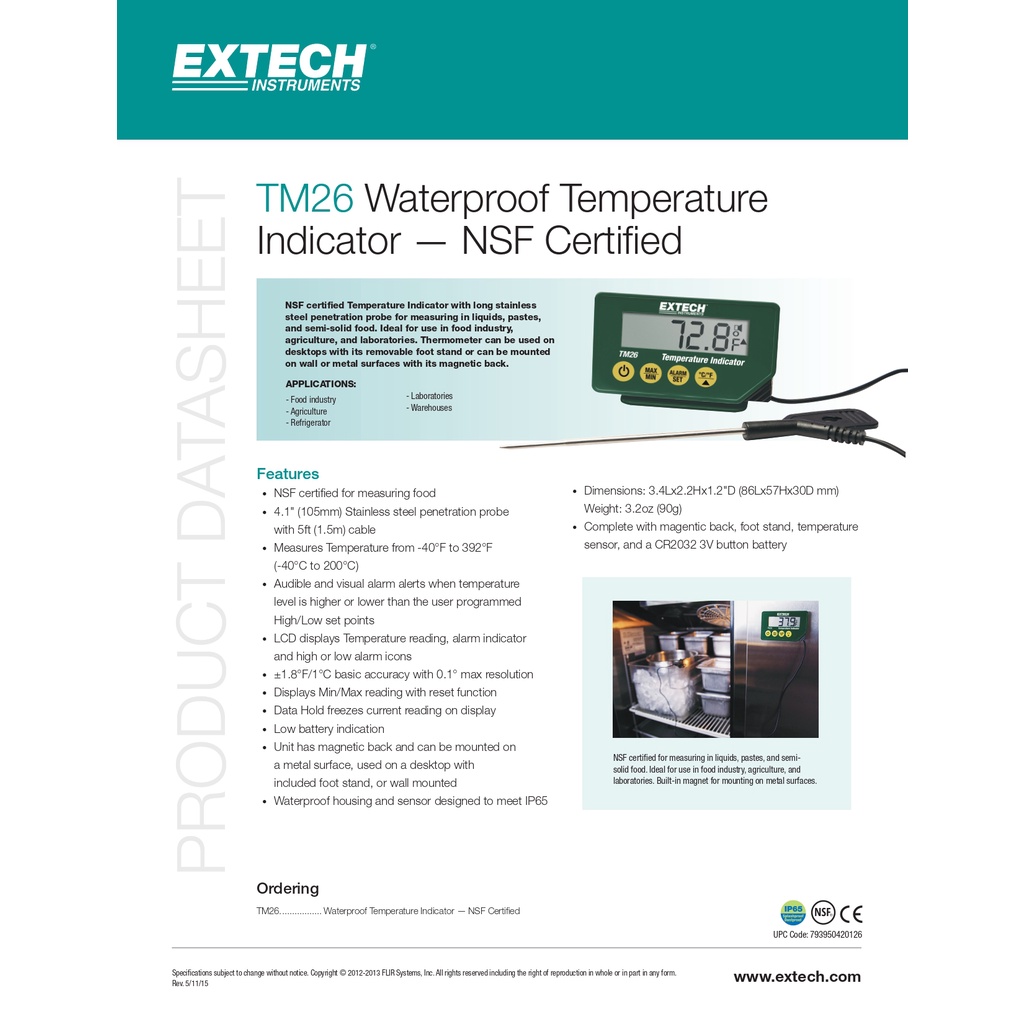 tm26-extech-เครื่องวัดอุณหภูมิ-nsf-certified-temperature-indicator-ตั้งเตือนอุณหภูมิ-สูง-ต่ำได้