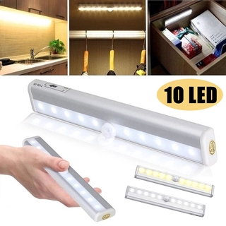 ☀️COD☀️10 LEDS โคมไฟ ใต้ตู้ หลอดไฟ PIR Motion Sensor ไฟ LED กลางคืน โคมไฟห้องครัว