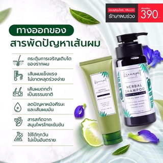 Kannapat Botanicals ชุดแชมพู+ครีมนวด กานต์นภัส สูตรสมุนไพรสด แก้ปัญหาผมร่วง ผมบาง แก้คันศรีษะ ปรับสมดุลหนังศรีษะ