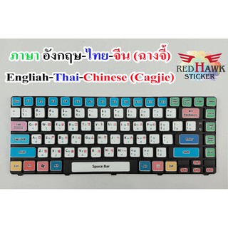สติ๊กเกอร์แปะคีย์บอร์ด keyboard ภาษา จีน, อังกฤษ, ไทย (Chainese, English, Thai)