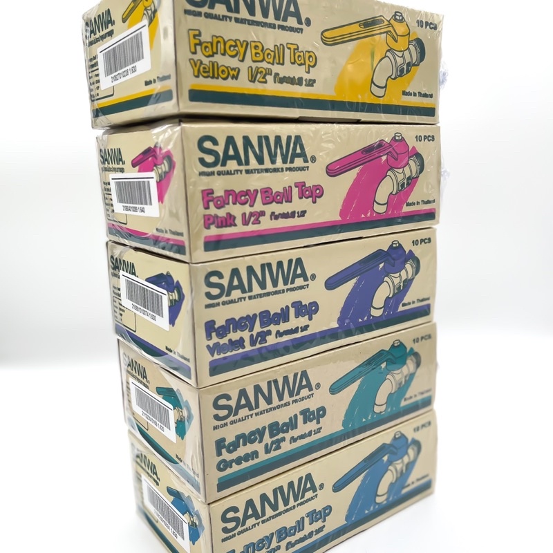 ก๊อกบอลแฟนซี-ซันวา-sanwa-1-2-ยกกล่อง10ชิ้น-ทองเหลืองแท้