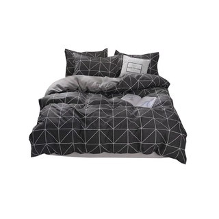 ลายสามเหลี่ยม ชุดผ้าปูที่นอน ผ้าปูที่นอน พร้อมผ้านวม ครบชุด 6ชิ้น (ผ้าปูที่นอน+ผ้านวม+ปลอกหมอน) มีขนาด3.5ฟุต/5ฟุต/6ฟุต