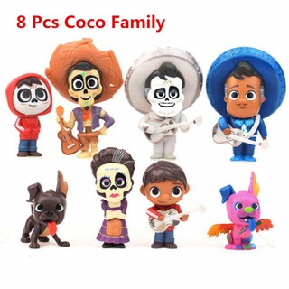 ฟิกเกอร์ PVC การ์ตูนดิสนีย์ ภาพยนตร์ Coco Miguel HECTOR Dante Imelda Pepita ของเล่นสําหรับเด็ก 8 ชิ้น ต่อชุด