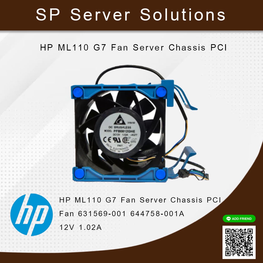 Ventilateur PCI Pour Serveur HP ML110 G7 - Delta, 12V 1.02A, Référence 644758-001A, Neuf