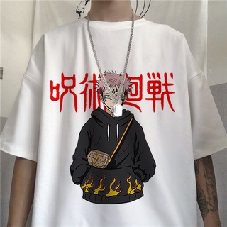 อะนิเมะ WOmen tshirt Jujutsu Kaisen Yuji Itadori พิมพ์ Unisex แขนสั้น Casual T-shirt