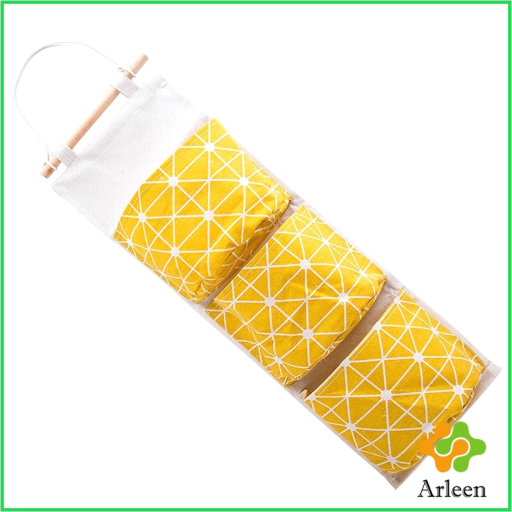 arleen-กระเป๋าผ้าลินนิน-เก็บของแบบ-3-ช่อง-แขวนผนัง-ถุงแขวนเก็บของ-แขวนผนัง-layer-wall-storage