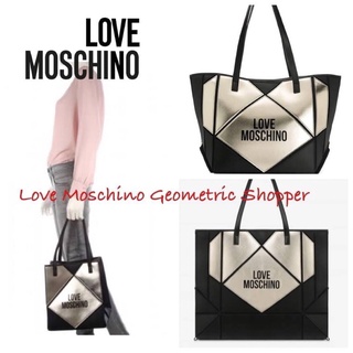 💕Love Moschino Geometric Shopper With Logo In Black
