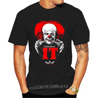 ขายดี!ขายดี เสื้อยืด พิมพ์ลายหนังสยองขวัญ Stephen King It Pennywise M 5 GEicik07CFljhp42 สีดํา สไตล์คลาสสิก สําหรับผู้ชา