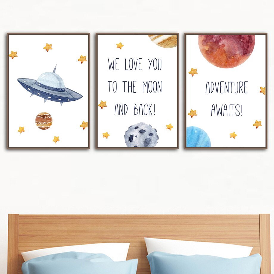 planet-astronaut-rocket-motivational-quote-wall-art-canvas-painting-nordic-posters-prints-wall-pictures-kids-room-home-decor-unframed