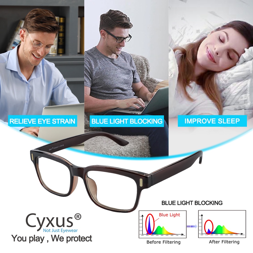 cyxus-แว่นตาคอมพิวเตอร์-ป้องกันแสงสีฟ้า-ลดความตึงเครียด-กรอบสี่เหลี่ยม-สีน้ําตาล-สําหรับผู้ชาย-ผู้หญิง-ทุกเพศ-8084t29