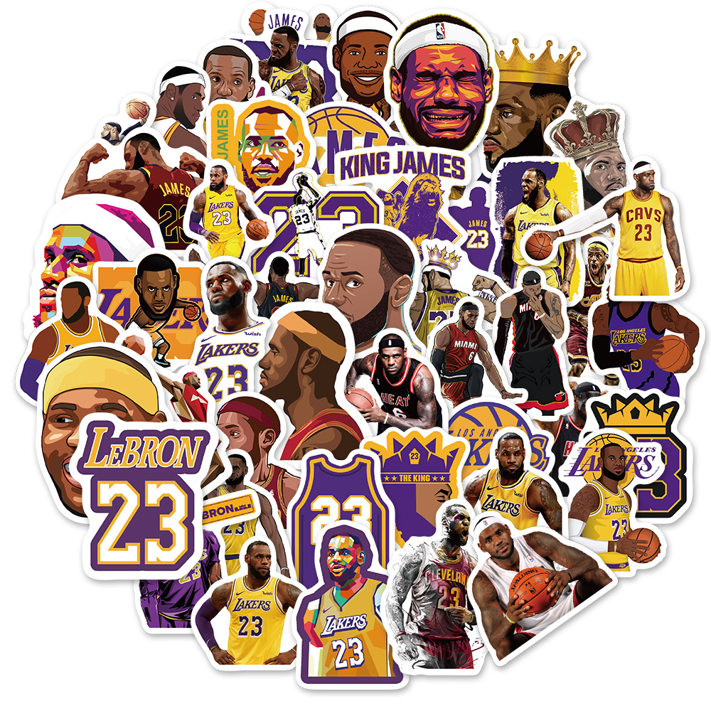 สติ๊กเกอร์พีวีซี-nba-basketball-superstar-lebron-james-graffiti-กันน้ํา-50-ชิ้น