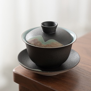 Yuanshan Sancai Gaiwan [Huayun] ชุดถ้วยชาเซรามิค เพ้นท์มือ สไตล์ญี่ปุ่น สําหรับชงชา