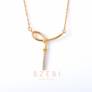 BZEBI สร้อยคอ สเตนเลส 18k แฟชั่น ผู้หญิง ทอง แฟชั่นสไตล์เกาหลี ทองคำแท้ necklace ปรับได้ จี้โลหะ เหมาะกับของขวัญคู่รัก แฟชั่นเรียบง่าย สําหรับผู้หญิง 6n