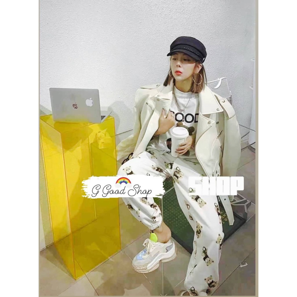 ชุดเซตคู่เสื้อยืด-กางเกงหมี-ขนาดฟรีไซส์