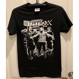 เสื้อยืดผ้าฝ้ายพิมพ์ลายขายดี ☠️Ultra Rare STATIC-X Nu Metal T-Shirt 00’s☠️🔥