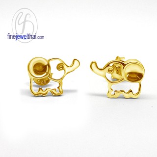 Finejewelthai ต่างหูช้าง-ต่างหูเงิน-เงินแท้ 925-ออกแบบพิเศษ-Silver-Design-Earring - E107700g