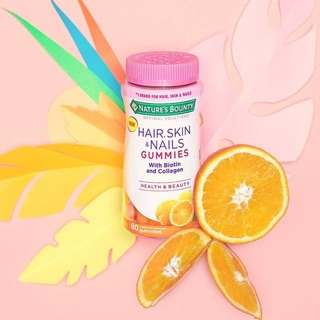 Natures Bounty Optimal Solutions, Hair, Skin, &amp; Nails with Biotin and Collagen, Tropical Citrus Flavored, 80 Gummies