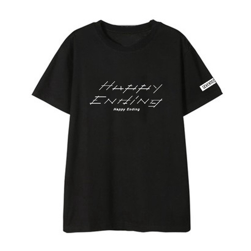 เสื้อยืดผ้าฝ้ายทรงหลวมพิมพ์ลาย-kpop-seventeen-happy-ending