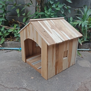 บ้านแมว บ้านหมา บ้านสุนัข ขนาด 44X47X50cm บ้านสัตว์เลี้ยง สีไม้ดิบธรรมชาติไม่ทำสี