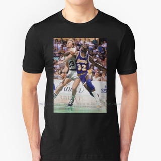 ผ้าฝ้าย 100%COTTONเสื้อยืด ผ้าฝ้ายแท้ 100% พิมพ์ลาย Larry Bird Vs Magic Johnson sizes-5xl
