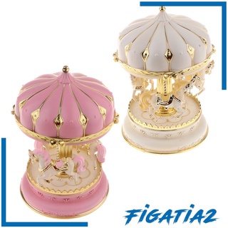 [Figatia2] Merry-Go-Round กล่องดนตรีม้าหมุนของขวัญวันเกิดสีเบจ