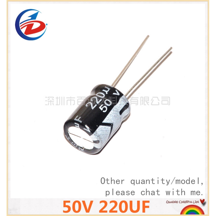 ตัวเก็บประจุไฟฟ้า-50v-220uf-220uf50v-8-12-50v220uf-8x12-50-ชิ้น-ต่อชุด