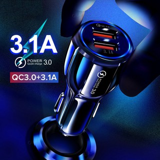 ภาพขนาดย่อของสินค้าหัวชาร์จรถยนต์ 2 USB Car Charger ชาร์จแบตในรถ Quick Charge 3.0 จาก Qualcomm USB Car Charger