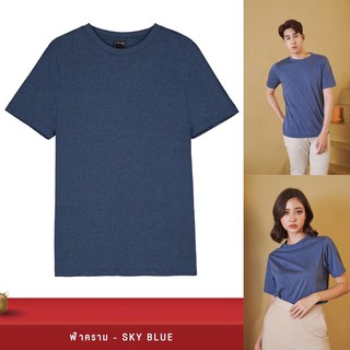 ฟ้าคราม (SKY BLUE)-YuenPuen เสื้อยืดเปล่า เสื้อยืดคอกลม เสื้อยืดสีพื้นสีพื้น ไม่ยืด ไม่ย้วย ผ้านุ่ม