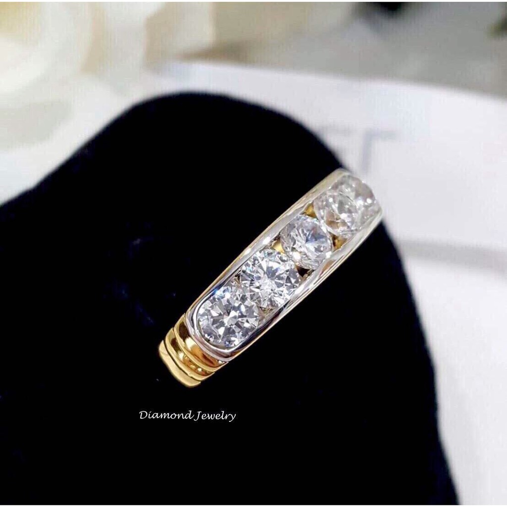 diamond-ring-งานเพชรสวิส-เพชรแถวเดียวแต่ขนาดเพชรแต่ละเม็ดครึ่งกะรัต-งานชุบ-5-ไมครอน-เพชรคัดเกรดczค่ะ-สวยทุกเม็ดค่า