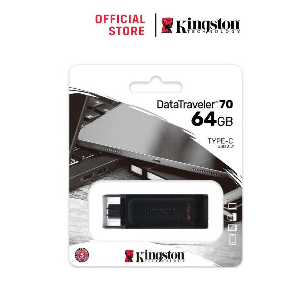 ภาพหน้าปกสินค้าKingston 64GB DataTraveler 70 USB-C ความเร็ว 3.2 Flash Drive - แฟลชไดร์ฟ (DT70/64GB)