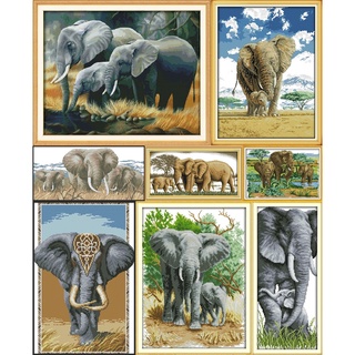 ชุดปักครอสติชพิมพ์ลาย ช้าง คชสาร (Elephane cross stitch kit)