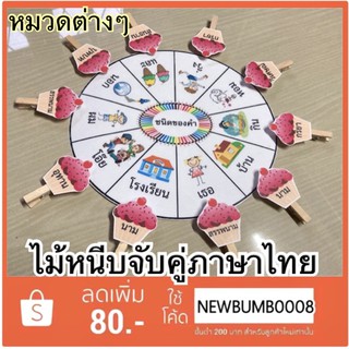 สื่อการสอน สื่อการสอนทำมือ ไม้หนีบจับคู่ภาษาไทย