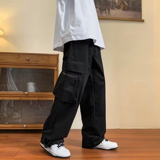 ภาพหน้าปกสินค้า[M-3XL] กางเกงขากว้าง ทรงหลวม ขนาดใหญ่ สีดํา สไตล์ฮิปฮอป สตรีท อเมริกัน สําหรับผู้ชาย ที่เกี่ยวข้อง