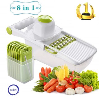 สินค้า (A232)ชุดสไลด์ผักผลไม้ เครื่องหั่นผักผลไม้ ใบมีดสแตนเลส 8 in 1 ชุดมีดหั่นผักอเนกประสงค์ Multifunctional Slicers(สีเขียว)