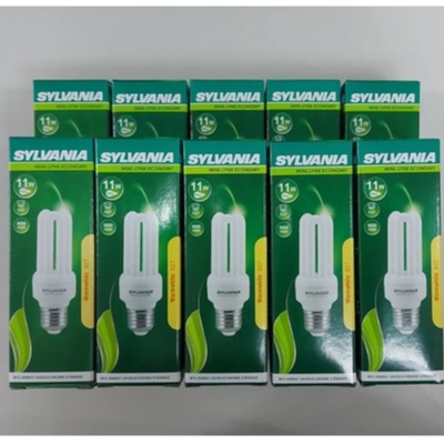 หลอดประหยัดไฟแบบตะเกียบ-ยี่ห้อ-sylvania-3u-11w-แพ็ค-10-หลอด