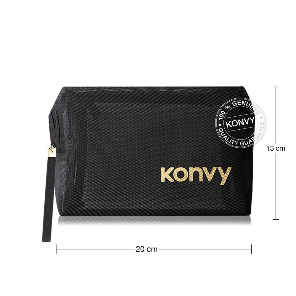 รูปภาพเพิ่มเติมเกี่ยวกับ คอนวี่ Konvy Mesh Square Octagon Bag กระเป๋าตาข่ายสีดำ ทรงสี่เหลี่ยม.